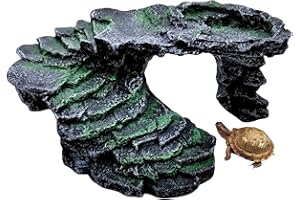 M2cbridge Reptile Hide Resting Step Ledge Cave Hideout Turtle Basking Platform – Great for Reptiles, Amphibians, and Fish (Black Step Ledge)