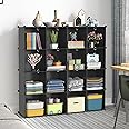 Hawthyhome 16 Cube Storage Unit, Bookshelf Cube Storage Set, DIY Cube Bookcase Unit, Ideal for Bedroom, Living Room, Office, Black 47.64" L x 12.20" W x 47.64" H