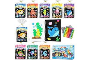 FUNNYB&G Foil Art Party Favors for Kids - 24 Pack Foil Art Crafts Kits Coloring Books, Goodie Bag Stuffers Party Favors for Kids 4-8 8-12, Bulk Birthday Classroom Prizes Girls Boys Gifts (Ocean)