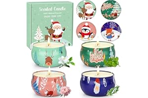 LDUMODUW Świece zapachowe zestaw upominkowy dla kobiet, 4 sztuki świec zapachowych na Boże Narodzenie, prezent dla mamy, siostry, przyjaciółki, wosk sojowy, świece zapachowe w szkle, do redukcji stresu, zestaw