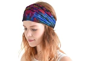 CHARM Casualbox Tie Dye Venda Bandana Hippie Cinta Elástico Tapa Cabeza Hombre & Mujeres Psicodélico Flor 60's 70's Retro Boho C