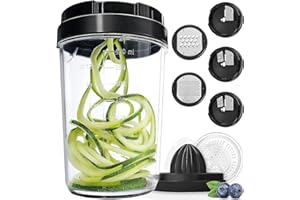 FULLSTAR Espiralizador de Verduras Cortador de Verdura Manual - Rallador Verduras Cortador Calabacin Espagueti - Cortador de Verduras en Espiral (8-en-1)