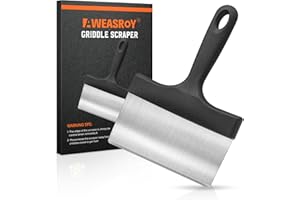 AWEASROY Heavy Duty Grill Scraper Stainless Steel Griddle Scraper with 5" Handle,Sturdy Food Scraper Tool Kitchen for Blackstone Grill Accessories,Outdoor Barbecue Turners Tools