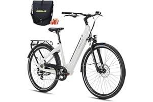 DERUIZ Bicicleta Electrica Urbana 28 Inch, Quartz/Marble Ebike,Aluminio, Shimano 7v, Frenos de Disco, Batería Integrada y extraíble Litio 48V644Wh