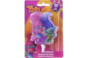 DECOCINO Vela para tarta Trolls Poppy & Branch, altura aprox. 7 cm, vela de cera 2D DreamWorks para decorar tartas, magdalenas y tartas – Decoración de cumpleaños