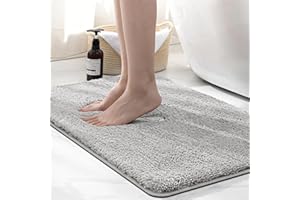 wyewye Tappetino da bagno in microfibra, 2 cm, super assorbente, 50 x 80 cm, grigio chiaro