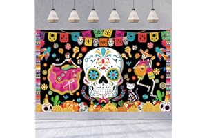 XINDY Extra Große Tag der Toten Hintergrund Banner Dia De Los Muertos Deko Halloween Banner Mexikanische Totenkopf Banner für Cinco De Mayo Tag der Toten Deko