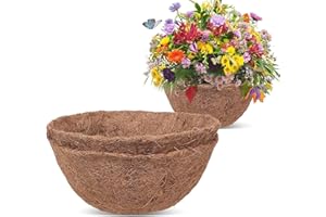 DBLWIN Hanging Basket Liner,1/2/4Pcs Round Coco Coir Liner, Natural Coconut liner for Hanging Baskets - 10/12/14/16/18 inch Sizes-Indoor Outdoor Garden Porch & Balcony Planter Liner Replacement (2, 12 inch)