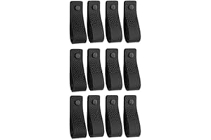 Brute Strength - Maniglie in pelle per mobili - Nero - 12 pezzi - 16,5 x 2,5 cm - Maniglia per mobili, maniglia per porte per cucina, bagno, armadi, comò, legno