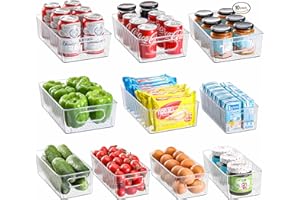 HNNJCK Kühlschrank Organizer Set 10er Set, 2 Größe Fridge Organizer Aufbewahrungsbox Küche Organizer für Speisekammer, BPA-frei, Kühlschrank Ordnungssystem