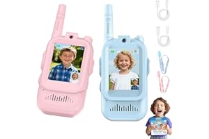 AILRINNI Video Walkie Talkie For Kids, 2 Pack Rechargeable Kids Walkie Talkies With Camera & Voice Changer, LCD Screen Display, Long Range Indoor Outdoor Toys for Ages 3-12