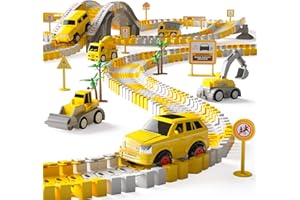 Ci Vetch 236 PCS Construction Race Tracks for Kids Boys Toys, 6 PCS Construction Car and Flexible Track Playset Create A Engineering Road Gifts for 3 4 5 6 Year Old Boys Girls Best Toys