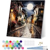 Kit De Pintura Por Números Con Marco De Madera Y Lona De 30x30 Cm – Incluye Pinceles, Acrílicos Y Ganchos Para Colgar