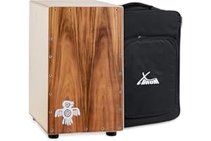 XDrum Cajon Peruana Koa (3 mm Schlagplatte, 9 mm Birkenkorpus, 48 cm hoch, inkl. Rucksack-Tasche)