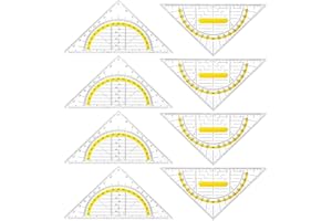 Smivyhp 8 Stück Geodreieck Multifunktionaler Geodreieck mit Griff Set, Geometriedreieck mit Gelber Skala, Klein&Praktisch, Geometrie-Dreieck für Schuler, Studenten, Büro und Profis