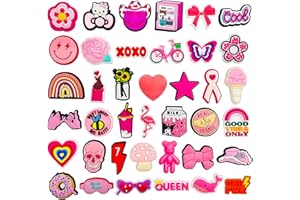 KINEARCHARMS 25 45 55pcs Shoe Charms Pink Halloween Theme Shoe Decoration Charms for Croc Clog Decoration Cute Shoe Accessoriesfor Girls Women Teens Kids Adults Party Favors