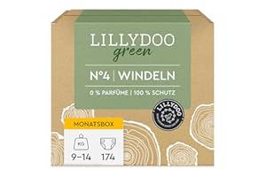 ‎LILLYDOO LILLYDOO green umweltschonende Windeln, Größe 4 (9-14 kg), Monatsbox (174 Windeln) (FSC Mix)