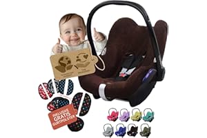 Terry Cloth Summer Cover [Protective Cover for Baby Seat] Car Seat Compatible with Maxi Cosi Cabrio Fix + Free Belt Pad (Brown + GP)