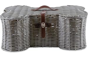 Bone Dry Kosz na zabawki do przechowywania zwierząt domowych, duży, 24 x 15 x 9, szara plastikowa wiklina