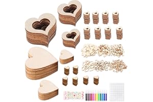 ZJRung 500 Stück Holzherzen Basteln Hochzeit Deko Holz Herzen Scheiben Gemischt Größen Holzscheiben Herz mit Aquarellstifte Strasssteine für Tischdeko DIY Handwerk Hochzeiten Weihnachten