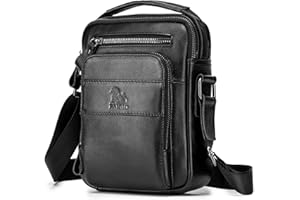 BAIGIO Borsello Uomo Pelle, Borsa a Tracolla Piccola Borsa da Uomini in Vera Pelle Casuale Borse Messenger per iPad iPhone e Viaggio Attività Commerciale