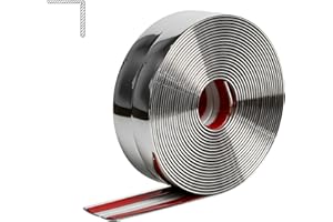 JSIWOTH Peel and Stick Wall Molding Trim, Self Adhesive Corner Guard & Edge Protector Trim, Shiny Silver Flexible Trim for Furniture Stairs Table Countertop, 6M x 40mm