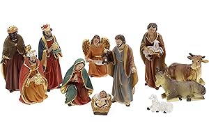 Unbekannt Krippenfiguren Set 11tlg bis 10,5cm Höhe, aus Polyresin, Heilige Familie, Heilige 3 Könige, Engel & Hirte Weihnachtskrippe Figuren Weihnachtsdeko Alternativen: 0940720 0941060 0941070