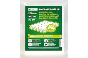‎MATTI-BAG Matti-Bag Matratzenhülle 160 x 200 cm - 30 cm Höhe mit Reißverschluss Zipper, Blickdicht, extra reißfest 120µ für Matratze Transport, Umzug, Lagerung