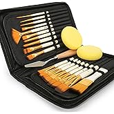 Artify Juego de Pinceles de 18 Piezas para Pinturas acrílicas al óleo y Acuarela Gouache con Estuche de Transporte desplegabl