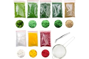 Cayway 10 Pz Modèle Arbres Gazon Lichen pour Feuillage, 8 Couleurs Poudre d'herbe de Simulation Mousse Maquette Ferroviaire Paysage Arbre Haie Base Arbuste Diorama Forêt Buisson Matériel