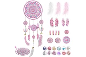 BSENHE Traumfänger-Bastelset: Basteln Geschenke Mädchen (5-6-7-8-9-10-11-12 Jahre), Diamond Painting, Suncatcher, Mosaik-Windspiele Geschenkideen und Weihnachtsdekorationen für Haus Fenster