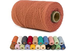 LEREATI Hilo Macrame 1mm x 200m Cuerda Macrame Cuerda de Algodon Suave Cordel Algodon, Hilos para Hacer Pulseras Cortina Colgar Fotos DIY Manualidades Colgante de Pared Atrapasueños (Naranja)