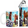 TrendoPrint Grizzy and The Lemmings Sling Printed Sports Sipper/Water Bottle (600ml) & Coffee Mug (350ml) for Happy Birthday, Anniversary, Gym, Yoga, Kids, Boys, Girls, Brother, Sister_(CR-08)
