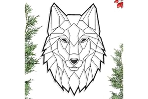 KELULY Decorazione in metallo. Scultura da parete galleggiante, con ombre, in acciaio. (43 x 31 cm, lupo)