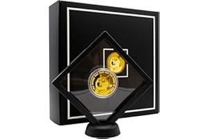 PYEF CRAFTS PF Dogecoin Moneda Criptomonedas Fisica con Soporte para exhibición recubierta Color Plata, Pieza coleccionismo con Caja Exclusiva. Doge,Bitcoin, Ethereum Cardano
