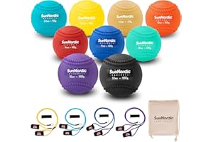SunNordic 6/9 Pack Seams Plyometric Weighted Baseball Set (3.5-16/35/53/70 oz) - Variable Weight Plyo Baseballs for Improved Power & Pitching Training - for All Skill Levels