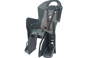 Polisport 8631500005 - Siège arrière KOOLAH CFS pour vélos avec Roues de 26'' à 29'' adapté aux Enfants pesant de 9 à 22Kg avec ancrage sur Le Porte-Bagages en Color Gris Foncé/Argent