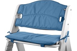 Tinydo® Hochstuhl-Sitzkissen optimal für Hauck Alpha und ähnliche Treppenhochstühle 2teilg. Set mit Memory-Schaum-Dämpfung Sitzverkleinerer-Auflage für Babystühle rutschfest pflegeleicht (Blau)