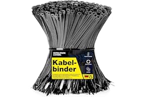 Kabelband set med 100 svarta kabelband – kort och långt – riv- och UV-beständigt buntband – olika längder (200 mm x 3,6 mm)