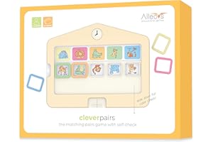 ALLEOVS Jeu Educatif CleverPairs - Apprendre Les Animaux, Lettres, Nombres, Formes et Couleurs - Puzzle pour Développer Cerveau, Langage, Logique, Concentration et Précision - 26 Cartes de Tâches