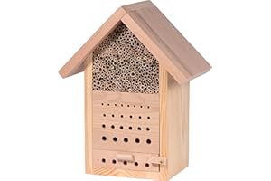 LUXUS-INSEKTENHOTELS 22642e "Maja II - Design Wildbienenhotel Buchenholz - Insektenhotel mit Beobachtungsschublade - Bienenhaus für solitäre Bienen - Nisthilfe für Insekten - 23 x 14 x 29 cm - Natur