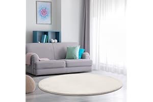 Paco Home Alfombra De Habitacion Bebe Infantil Niña Niño De Juego Suave Antideslizante Moderna, tamaño:Ø 160 cm Redon, Color:Crema