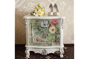 ChicSkin Art Decoupage Decor Tissue Paper for Nightstand Decoration, Decorative Oil Painting Art Tissue Decoupage Furniture Decoration, Bloom Poppy Art Paper Crafts for Furniture 42X50CM