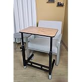 Y&uuml;kseklik Ayarlı Laptop Masası - &Ccedil;alışma Masası (40x60 cm MDF Tablalı/Tekerlekli)
