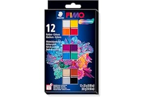 STAEDTLER FIMO 8043 C12-1 - Pasta da modellare professionale, indurente in forno, colori assortiti, confezione da 12 blocchi da 25 g