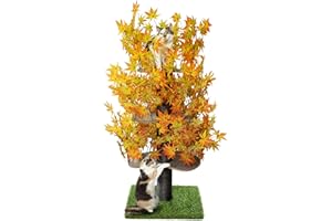 PRIORPET Drapak dla kota do wspinaczki, chowania się i spania – opatentowany drapak dla kotów domowych z liśćmi – łatwy montaż – materiały bezpieczne dla zwierząt domowych, trwała i solidna konstrukcja, jesień