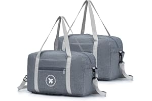 SUCIKORIO Bolsa de Viaje 40x20x25 Ryanair, Bolso de Mano Viaje Plegable Bolsa de Equipaje Pequeña 20L Bolso de Viaje Fin de Semana Impermeable Bolsa Deporte para Hombre y Mujer, 2 Piezas