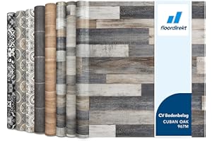 Floordirekt, Plaza, Cuban Oak 967m - Rivestimento per pavimenti in vinile, al metro su misura, per cucina e balcone, effetto legno, effetto piastrelle, robusto e facile da pulire, 100 x 400 cm