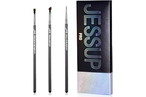 Jessup Eyeliner Brush Set, 3pcs Pro Precision Eyeliner Brushes Fine Point Angled Thin Gel Liquid Flat Winged Eye Liner Brush, Black T346