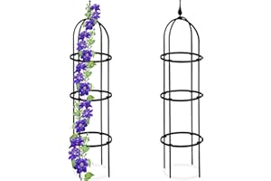 Relaxdays Rankhilfe Obelisk, 2er Set, 100cm hoch, Ranksäule für Kletterpflanzen, Metall, freistehend, Rosenturm, schwarz